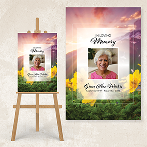 Golden Flowers in Mountain LightPoster