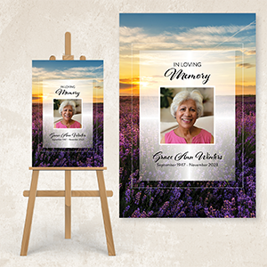 Purple Lavender Field at SunsetPoster