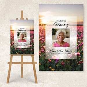 Sunlit Field of Pink BlossomsPoster